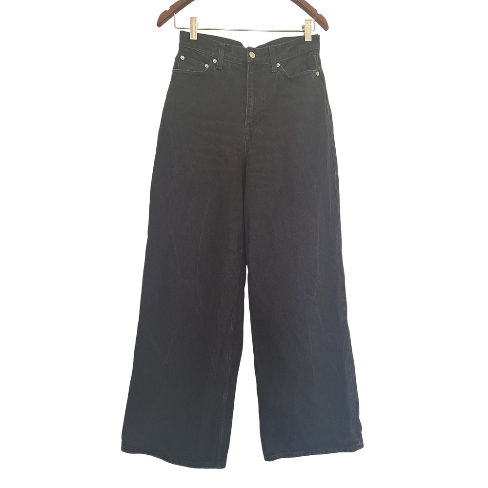 Cos Womens Size 27 Black High-Waist Wide-Leg Jeans Denim